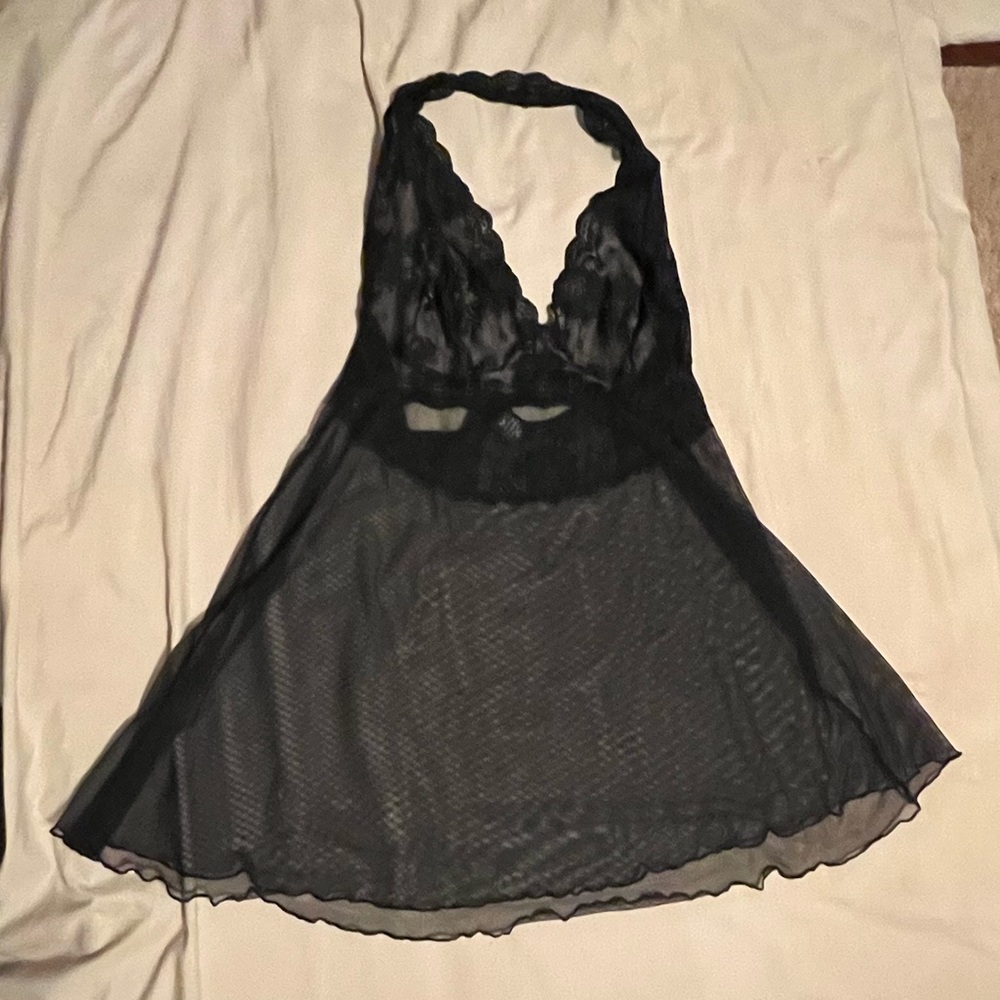 Black Lace and Sheer Lingerie Slip